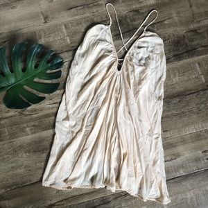 Blue Life Cream Flowy Strappy Tie Back Dress